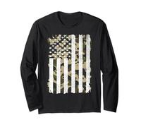 Camo American Flag USA Camouflage Men Boys Women Youth Kids Long Sleeve T-Shirt