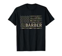 Camo Barber Camourflage USA Flag Fathers Day T-Shirt
