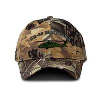 Camo Baseball Cap Uh-60 Blackhawk Helicopter Embroidery Cotton Strap Closure, Forest Tree Khaki, One size