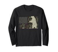 Camo Bear Camourflage USA Flag Hunter Long Sleeve T-Shirt