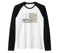 Camo Bear Camourflage USA Flag Hunter Raglan Baseball Tee