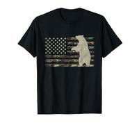 Camo Bear Camourflage USA Flag Hunter T-Shirt