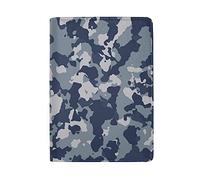 Camo Camouflage Blue Genuine Leather Travel Passport Covers, Microfiber Travel Cards Wallet Holder Case Protector for Women and Men