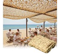 Camo Camouflage Netting Cover for Hunting Blind, Breathable Sun Shade Mesh Cloth 60% UV Block Waterproof Outdoor Garden Patio Camo Net Sunscreen Awning Canopy(Beige,1.5x2(m))