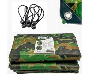 Camo Camouflage Tarpaulin Heavy Duty Waterproof Cover Tarp Sheet 90GSM FREE 4 BUNGEE (5m x 6m)