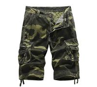 Camo Cargo Shorts for Men UK Camouflage Combat Shorts with Multi Pockets Summer Workwear Loose Fit Drawstring Bottoms Casual Short Pants for Walking, Running, Fishing, Hiking & Camping