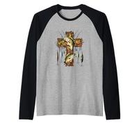Camo Cross Fishing Christian Fishers of Men Bible Faith Fish Raglan Baseball Tee