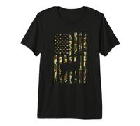 Camo Deer Antlers Hunting Distressed National Emblem Premium T-Shirt