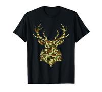 Camo Deer Head Antlers Hunter Outdoorsman Wildlife T-Shirt