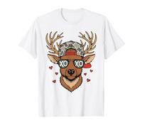 Camo Deer Head Buck Hunting Hunters Valentine's Day Boy Girl T-Shirt
