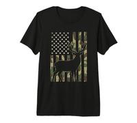 Camo Deer Hunting American Flag Vintage Wildlife Deer Lover Premium T-Shirt