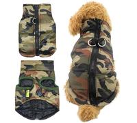 Camo Dog Vest with Leash Hook Warm and Cozy Camouflage Dog Vest with Zipper Easy to Put on & Take off Waterproof Small Jacket for Autumn & Winter for 0.5-1.5kg