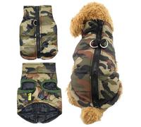 Camo Dog Vest with Leash Hook Warm and Cozy Camouflage Dog Vest with Zipper Easy to Put on & Take off Waterproof Small Jacket for Autumn & Winter for 0.5-1.5kg