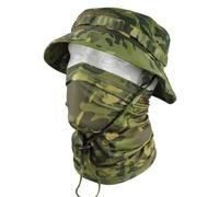 Camo Face Mask & Wide-Brim Foldable Boonie Outdoor Hat Set | Breathable Boonie Hat & Face Cover Set, Lightweight, Breathable, Shapeable Brim, Smooth Ice Silk Polyester