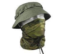 Camo Face Mask & Wide-Brim Foldable Boonie Outdoor Hat Set | Breathable Boonie Hat & Face Cover Set, Lightweight, Breathable, Shapeable Brim, Smooth Ice Silk Polyester