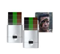 Camo Face Paint, 3 Color Face Paint Sticks, Green Camouflage Army Face & Body Paint, Non-Toxic Waterproof & Sweat-Resistant for Halloween Costumes Outdoor Activities Hunting Sports,2PCS