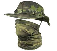 Camo Fishing Hat for Men Women with Cooling Neck Gaiter Set Bonnie Bucket Sun Hat Hiking Camping Hunting Safari Hat, Camo Cp Green, One Size