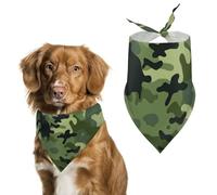 Camo Green Dog Bandana for Small Medium Large Dogs Printing Pattern Adjustable Bibs Scarf Soft Washable Triangle Pet Costume Decor