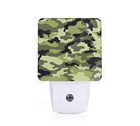 Camo Green Printed Led Night Light Plug in Wall with Dusk to Dawn Sensor Plug in Night Light for Hallway,Bathroom,Bedroom,Kitchen,Stairs,Acrylic Energy Efficient Night Lamp