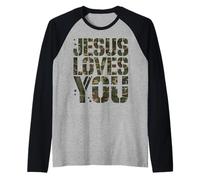 Camo Jesus Love You Funny Christian God Save Son Boy Toddler Raglan Baseball Tee