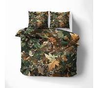 Camo Leaf Bedding Double Duvet Cover Set Camouflage, 3 Piece for Bedroom Deocr, Soft Microfiber Reversible Bed Quilt Covers, 2 Pillow Cases, Zip Fastening - SMK1200