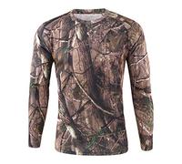 Camo Long Sleeve T Shirt Mens, Military Camouflage Athletic Compression Shirt Camouflage Long Sleeve Outdoor Shirts For Fishing, Hiking, Camping Loose-Fit Running Workout Shirts