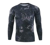 Camo Long Sleeve T Shirt Mens, Military Camouflage Athletic Compression Shirt Camouflage Long Sleeve Outdoor Shirts For Fishing, Hiking, Camping Loose-Fit Running Workout Shirts