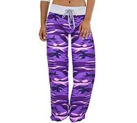 Camo Lounge Pants Women Leopard Print Wide Leg Trousers Women Wide Leg Joggers Wide Leg Yoga Pants For Women Lounging Wide Legged Trousers Sweatpants Ladies Wide Leg Jogging Bottoms Plus Purple 5XL