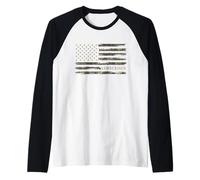 Camo Lumberjack Camourflage USA Flag Fathers Day Raglan Baseball Tee