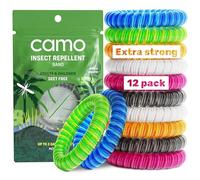 CAMO Max Strength Mosquito Repellent Bracelet, 12 Insect Repellent Mosquito Bands, Child Friendly, Waterproof, releaseable Packaging, 3 Days of Protection (Multi Colour)