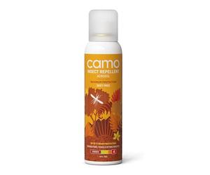 CAMO Maximum Repellent Aerosol 125ml - Fabric Spray, Against Mosquitoes, Biting Insects and Ticks - Up to 11 hrs Protection for Any Destination incl. Tropics- Deet Free & Family Friendly.