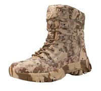 Camo Mens Waterproof Walking Boots High Top Leather Boots Mens Camouflage Hiking Trainers Durable Trekking Boot Safety Work Sneakers Army Tactical Shoes With Secure Foothold Cadet Training Shoes