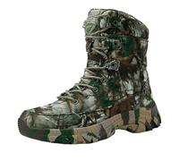 Camo Mens Waterproof Walking Boots High Top Leather Boots Mens Camouflage Hiking Trainers Durable Trekking Boot Safety Work Sneakers Army Tactical Shoes With Secure Foothold Cadet Training Shoes