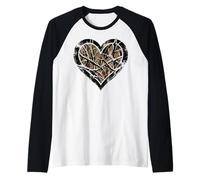 Camo Nature Branches Antler Heart Love Hunting Design Raglan Baseball Tee