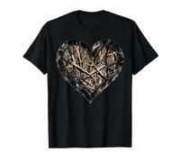 Camo Nature Branches Antler Heart Love Hunting Design T-Shirt