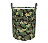 Camo Print Round Single-Layer Dirty Laundry Basket â€“ Full-Width Printed Design, Waterproof Oxford Cloth Material, Suitable For Various Rooms