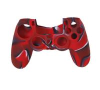 Camo Silicone Protective Skin Case Cover for Sony PlayStation 4 PS4 Controller - Red with Black