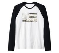 Camo Soccer Camourflage USA Flag Player Coach Raglan Baseball Tee