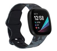 Camo Straps Compatible with Fitbit Sense Straps/ Fitbit Versa 3 Wristbands Soft Silicone Replacement Watch Bands for Women Men UK, Accessories Straps for Fit bit Sense/ Versa 3 for Large Wrist Size
