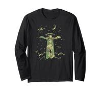 Camo Style Ballerina UFO Alien Abduction Ballet Theme Long Sleeve T-Shirt