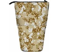 Camo Telescopic Pencil Stationery Case Pens Storage Box with Zipper Closure for Women Men Boys Girls Marine Camouflage Desert Uniform Army Armed Combat Hiding Soldier Doodle