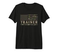 Camo Trainer Camourflage USA Flag Fathers Day Coach Premium T-Shirt