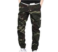 Camo Trousers Men Camouflage Hiking Combat Cargo Pants Multi Pockets Regular Fit Cuffed Tackticl Military Trousers Comfy Autumn Winter Travel Work Pants