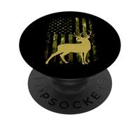 Camo US Flag Deer Elk Buck Camoflage Hunting Hunter Dad PopSockets Adhesive PopGrip