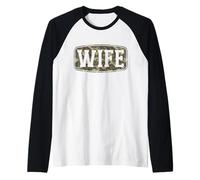 Camo Wife Camourflage Badge Mothers Day Hunting Raglan Baseball Tee