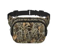 Camo Yellow & Green Print Unisex Square Double Layer Waist Bag Crossbody Fanny Pack Travel Workout Accessory, Black, One Size