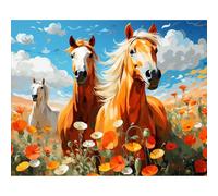 Camocin Art Paint by Numbers for Adults, Horse Adult Paint by Number Canvas Kits Without Frame, Horse Animal Oil Painting by Numbers Kit for Gift Home Wall Decor 16 x 20 Inch