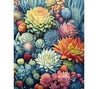 Camocin Art Paint by Numbers for Adults, Succulent Adult Paint by Number Canvas Kits Without Frame, Plant Oil Painting by Numbers Kit for Gift Home Wall Decor 16 x 20 Inch