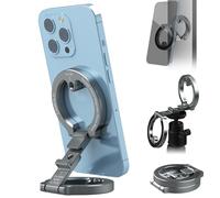 CAMOLO GEEK MG-02 Aluminum Dual Magnetic Phone Holder with 1/4" Screw Cold Shoe for iPhone 17 16 15 14 13 12 Pro Max Plus and MagSafe Cases, Stand Mount for Gym and Travel