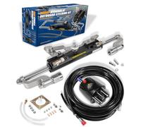 Camoo Outboard 300HP Hydraulic Steering Kit, Marine Boat Steering System with Helm Pump, Hydraulic Cylinder, 2 x 26ft High-Strength PU Hoses, Compatible with Most Single Outboard-Powered Boats